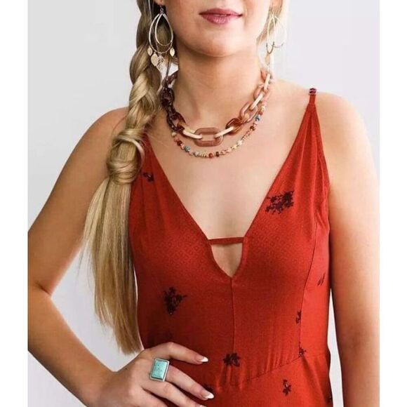 Free People Get To You Printed Maxi Slip Size M - Picture 3 of 7